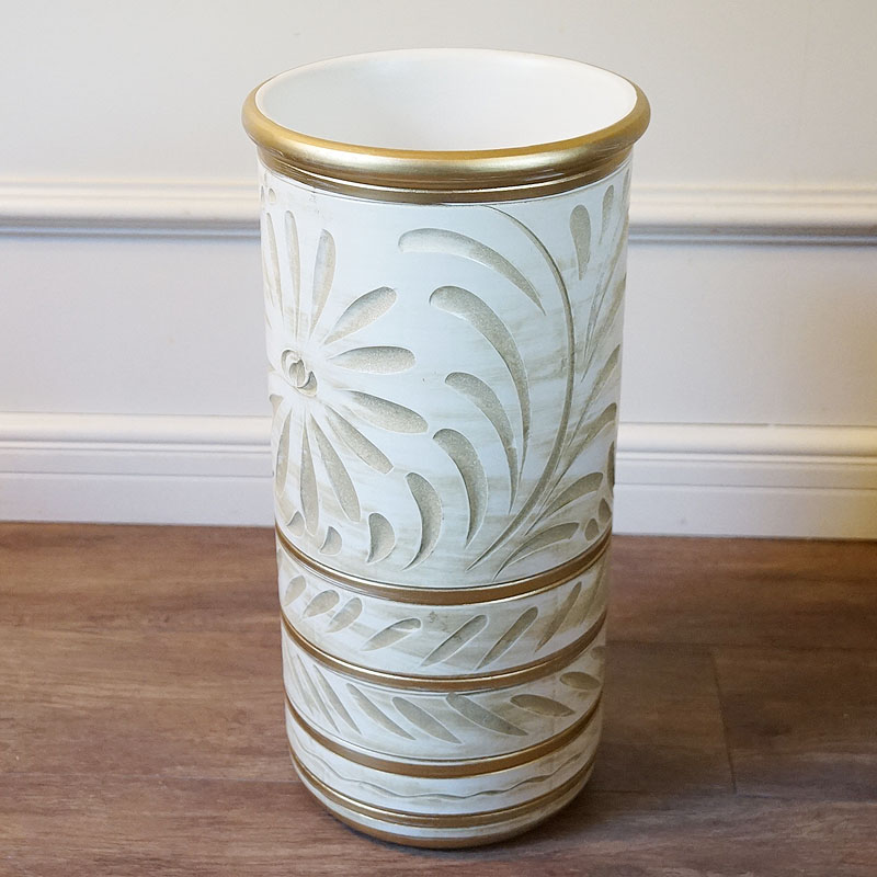 楽天市場】傘立て 陶器 イタリア 白 ホワイト ゴールド 手彩色 傘立て