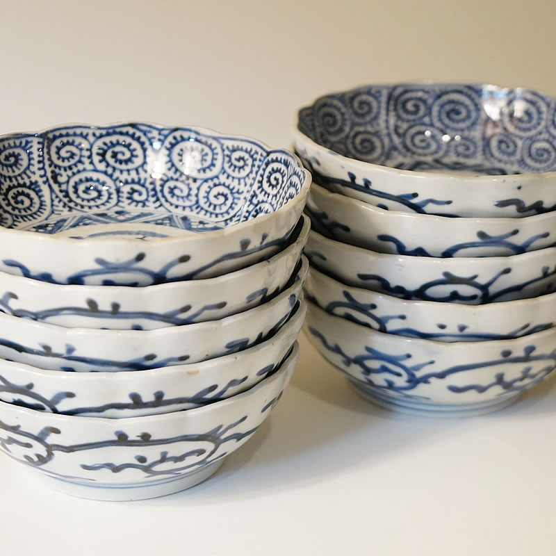 楽天市場】ヴィンテージ 古伊万里 15cm 丸皿 蛸唐草文 10枚セット 和風