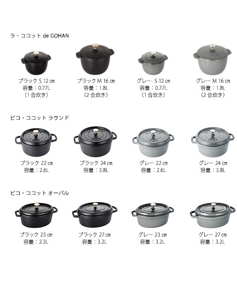 staub(ストウブ） ラ・ココット de GOHAN M ホーロー鍋16cm/1.8L