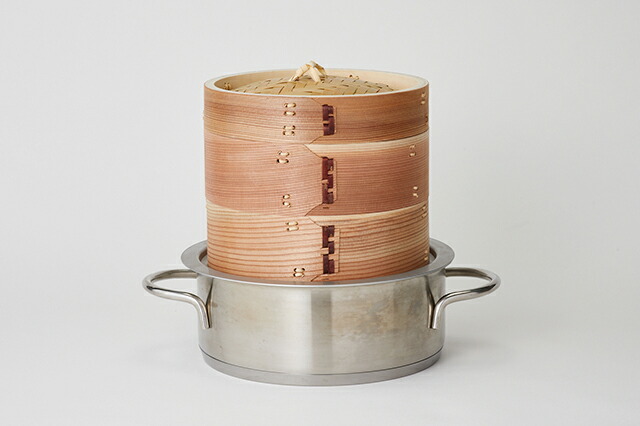 杉 中華せいろ 18cm 蒸し板セット[アルミ蒸し板 本体2 ふた1]※内径20cm