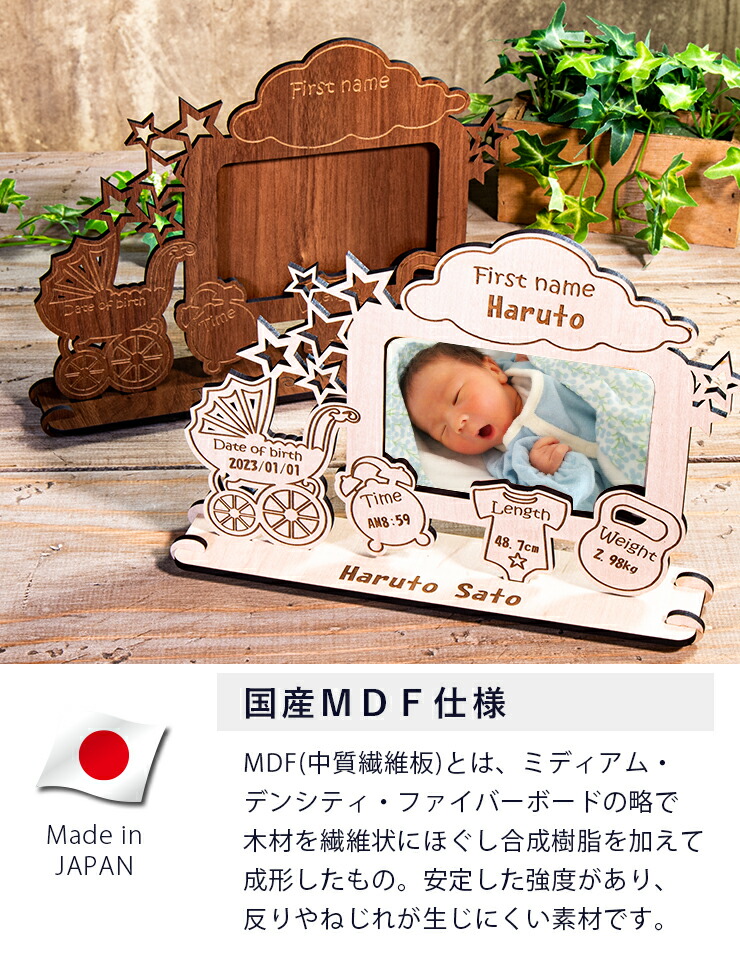 楽天市場】フォトフレーム 木製 名入れ対応 誕生日を記そう 写真立て