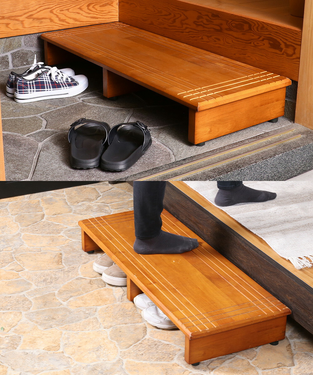 楽天市場】玄関台 幅90cm ブラウン 90-35135 天然木 不二貿易