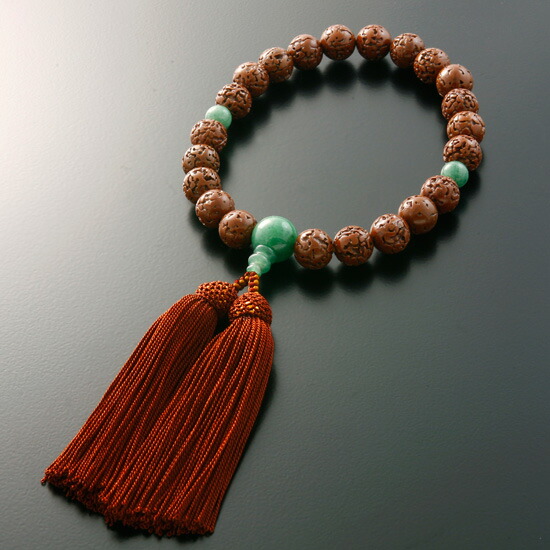 京都 数珠 販売｜金剛菩提樹 インド翡翠ヒスイ仕立て 男性用数珠 頭房