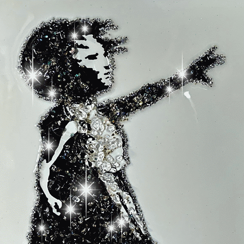 楽天市場】水晶パネル アートパネル 60×80cm バンクシー 風船と少女 黒