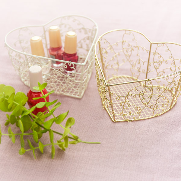 幸せ ハート ワイヤー バスケット 2カラー ミニハート型 バスケット 計13個