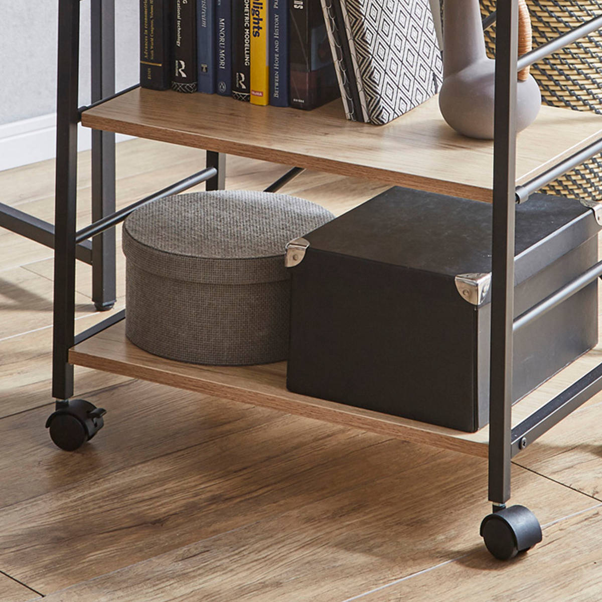 楽天市場】ワゴン 高さ69cm 3段 木製 アイアン （ カート キャスター付