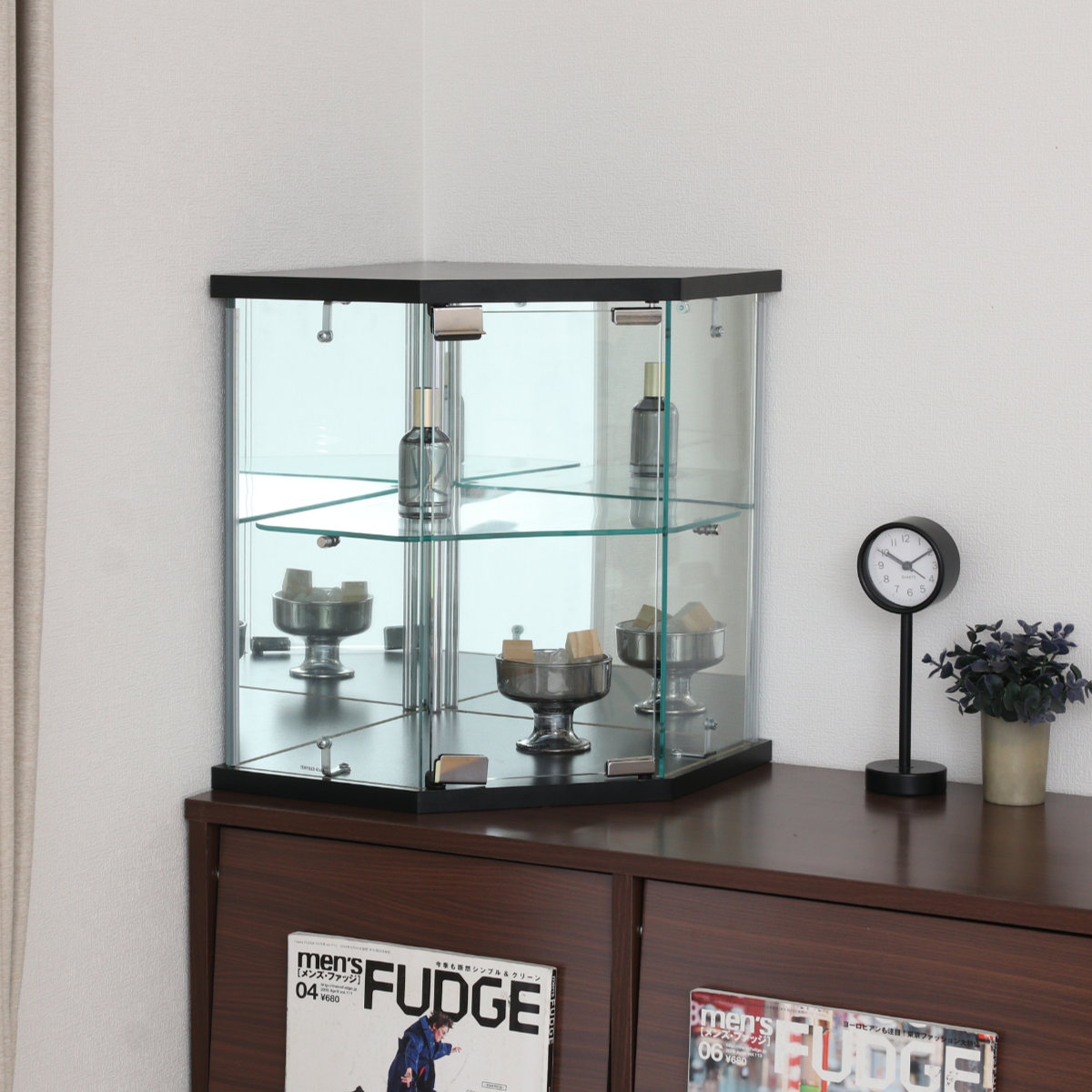 楽天市場】コレクションケース ガラス コーナー型 五角形 背面ミラー