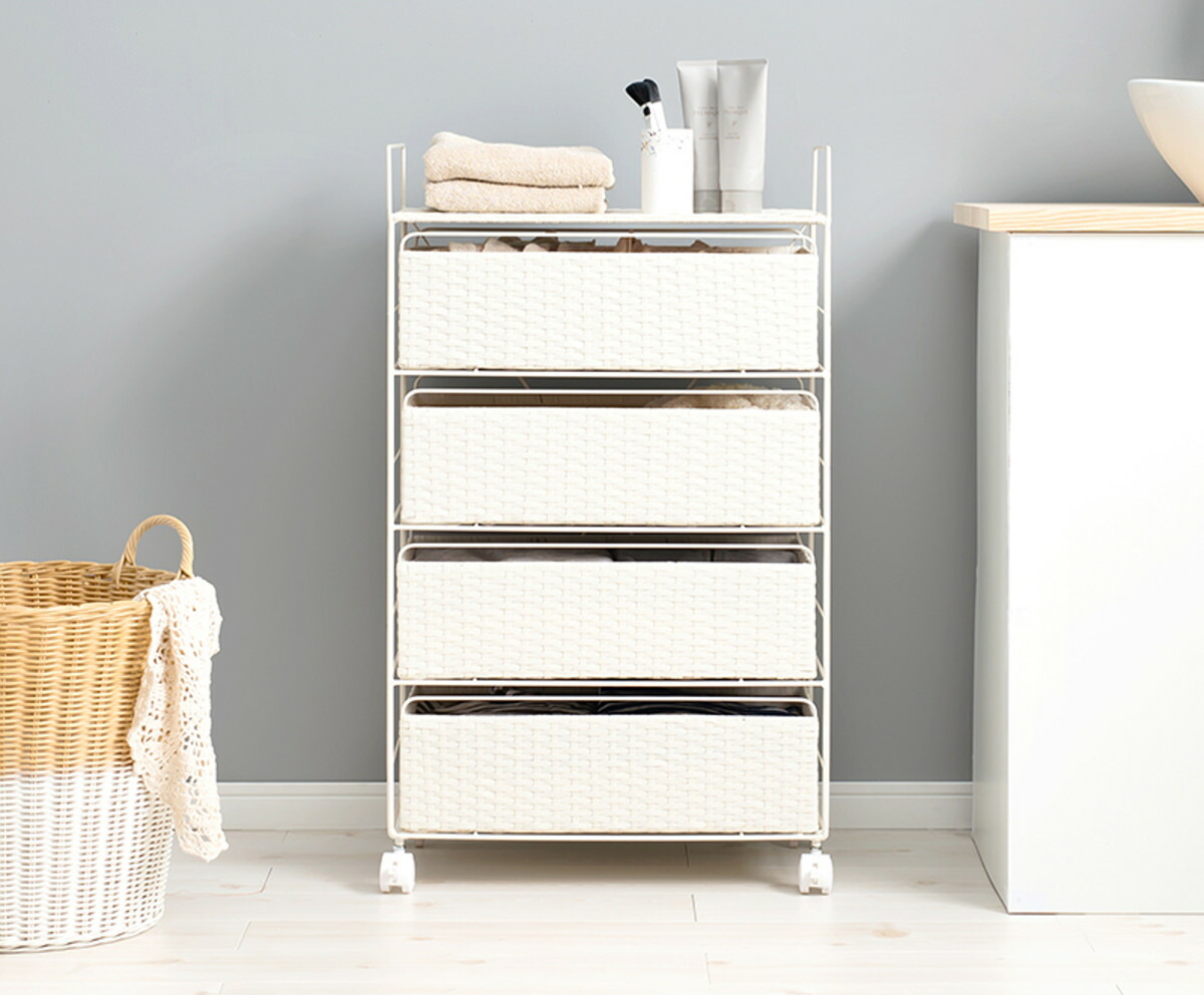楽天市場】ランドリーチェスト 4段 幅50cm 高さ85cm キャスター付