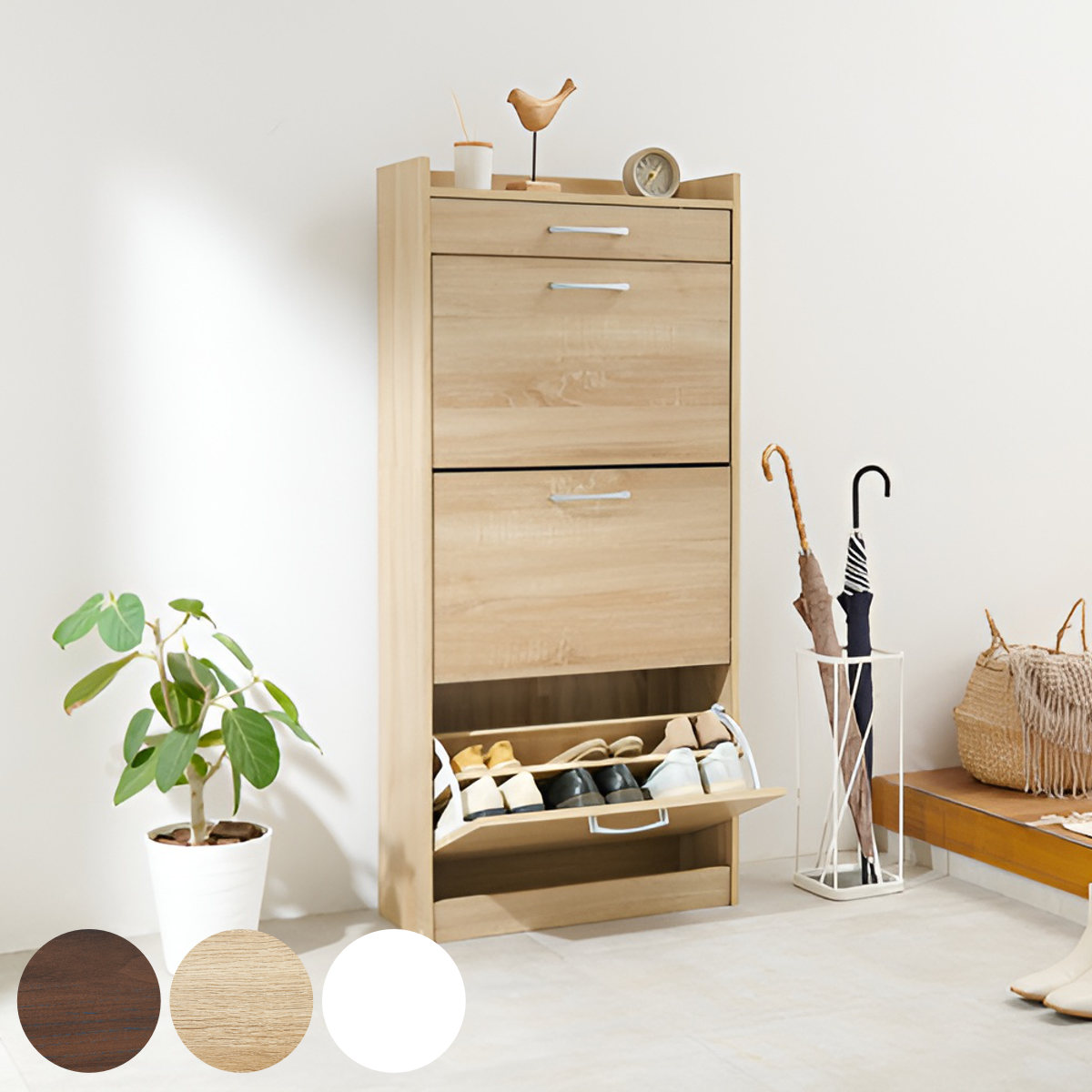 楽天市場】シューズラック 省 スペース 3段 高さ調節 （ 玄関 靴収納