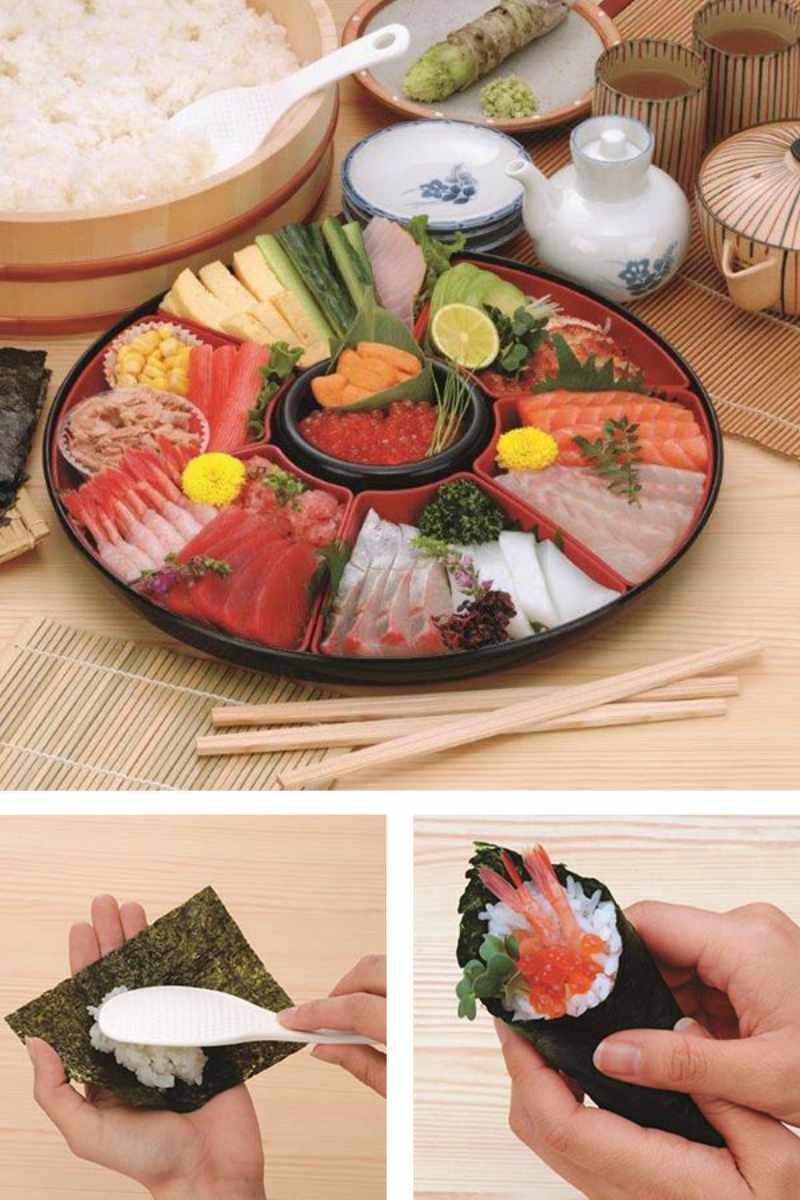 楽天市場】手巻き寿司セット プラスチック ふた付き しゃもじ付き