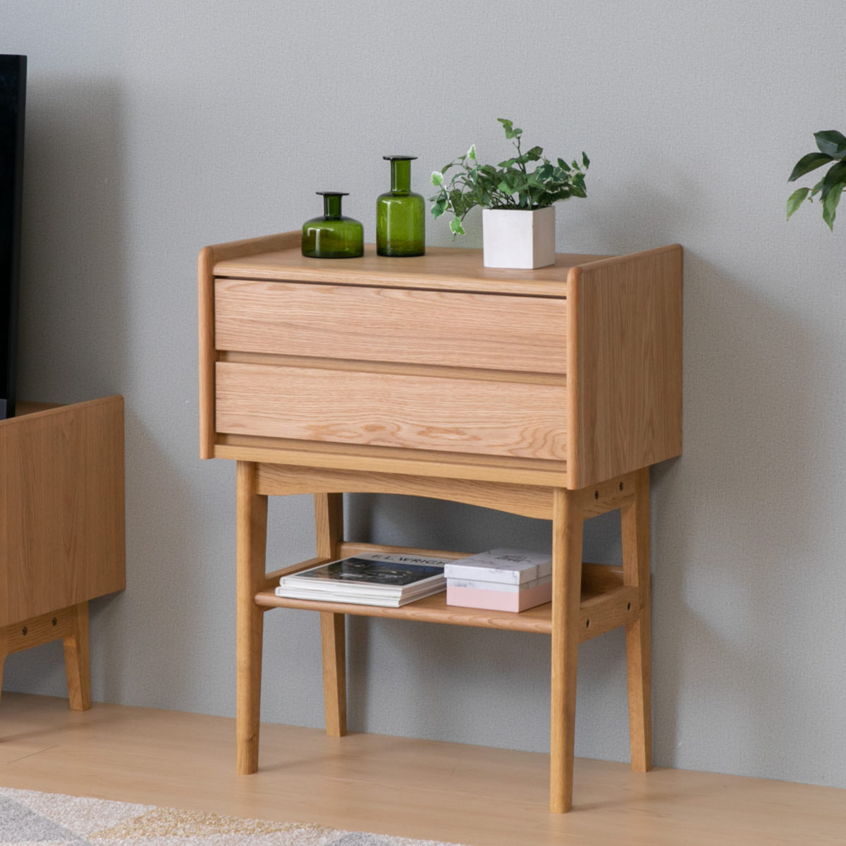 楽天市場】コンソール 引き出し 2段 北欧風 天然木突板 KICCA 幅65cm