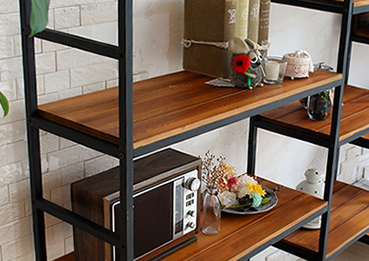 楽天市場】スチールラック 4段 87×40cm 天然木 BRICK （ ラック