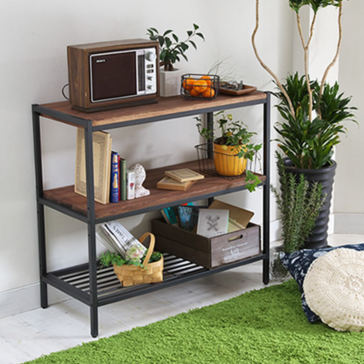 楽天市場】オープンラック 3段 奥行38cm 天然木 BRICK （ ラック