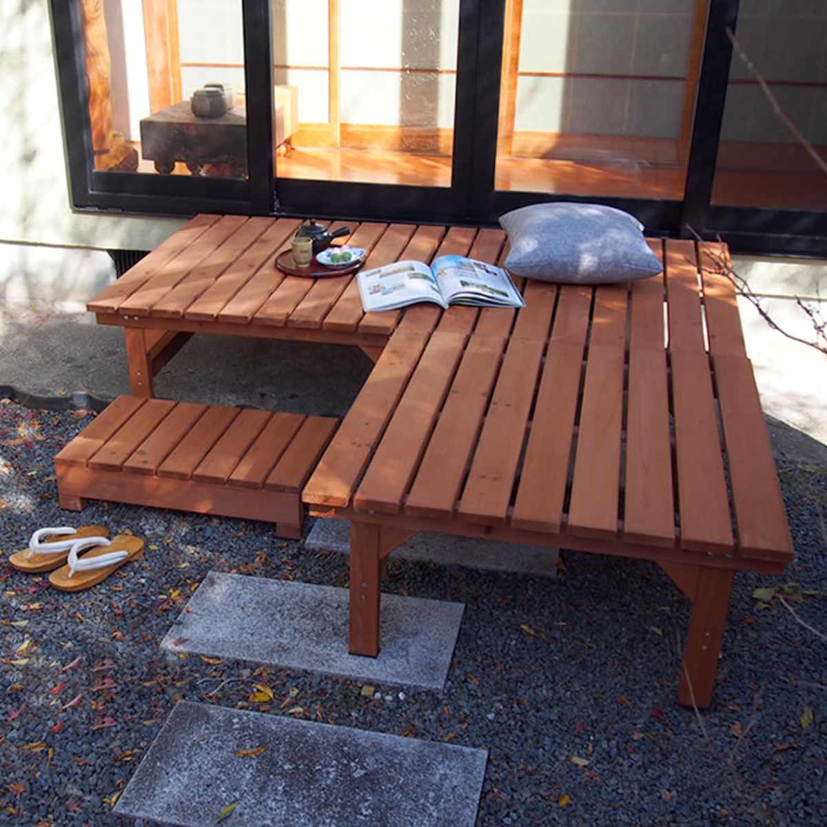 楽天市場】ユニット縁台ベンチ hiyori 連結3点セット 幅174.5×奥行88cm