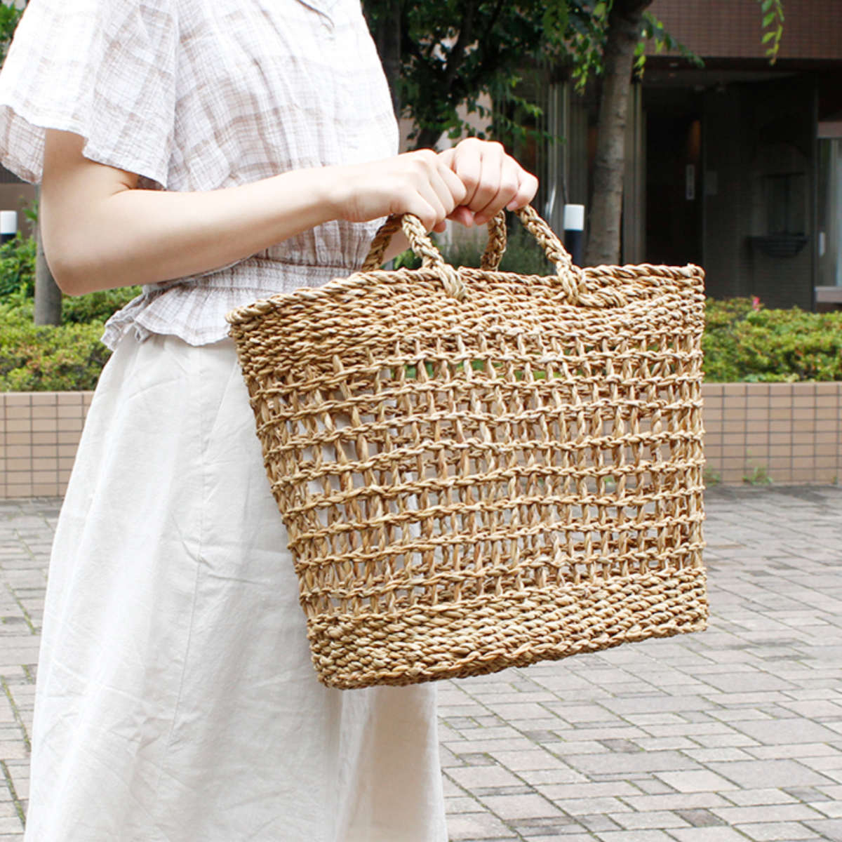 楽天市場】かごバッグ コディ シーグラス メッシュバスケット L