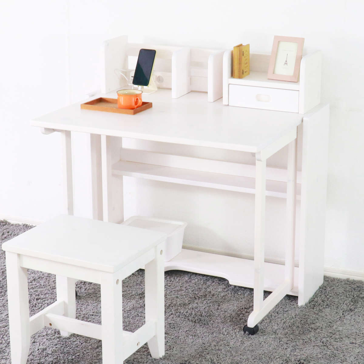 楽天市場】学習机 シンプル 天板折りたたみ 天然木 コンセント付き