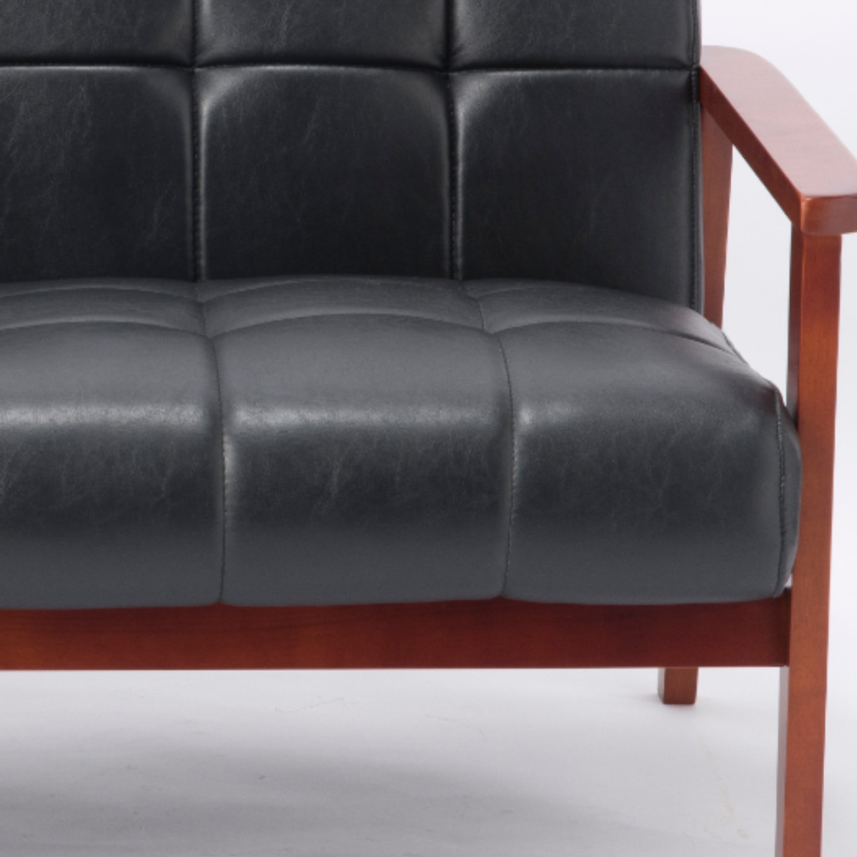 楽天市場】ソファ 2人掛け 幅122cm 木肘 レザーブラック ラニット