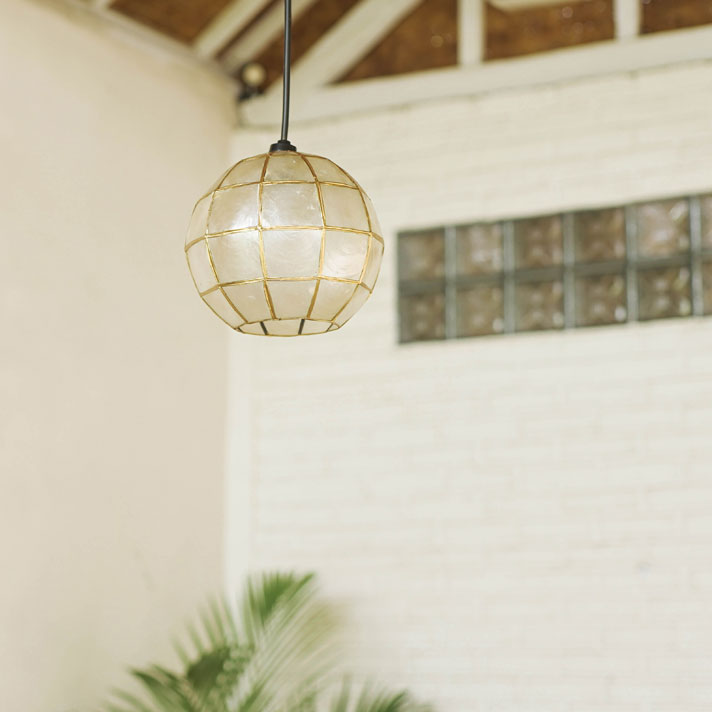 カピスボールハンギングランプ カピス貝 天吊り ペンダントライト 照明