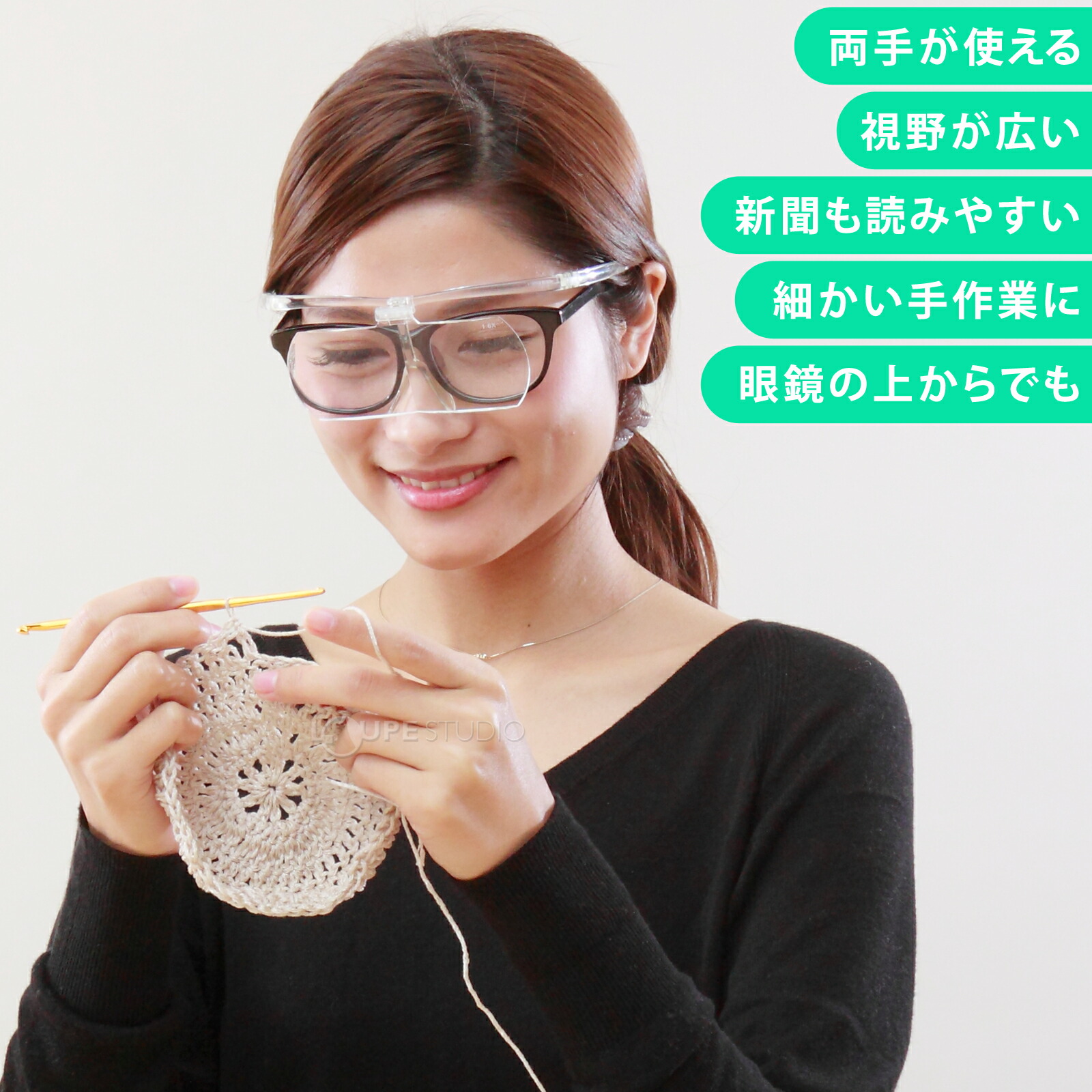 楽天市場】双眼メガネルーペ メガネタイプ 1.6倍 2倍 2.3倍 レンズ3枚