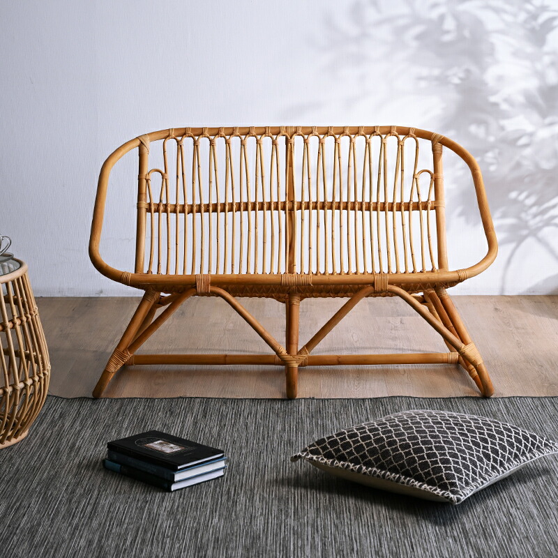 ラタンチェア 2人掛け ラタンソファ 110cm幅 二人用 2P チェア 椅子