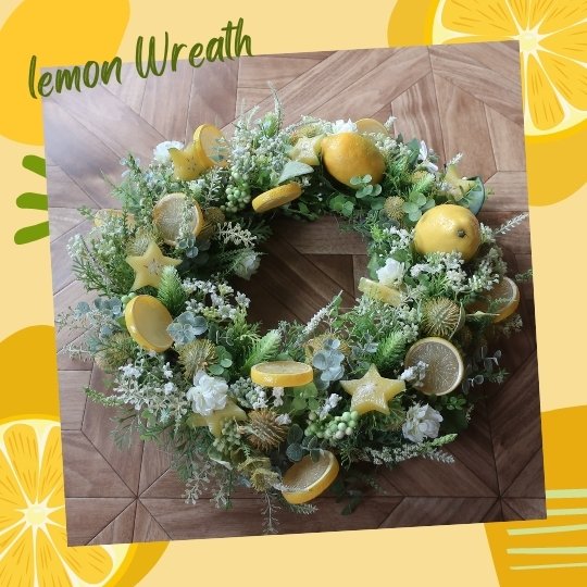 楽天市場】レモンのリース 直径48センチ 造花 アーティフィシャル