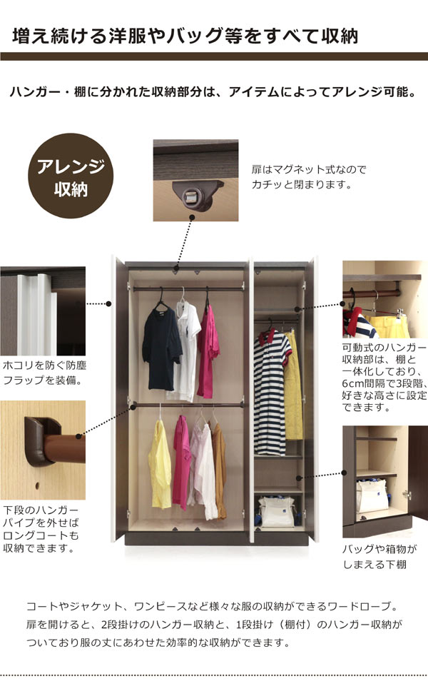 楽天市場】ワードローブ クローゼット 幅120cm ホワイト ナチュラル