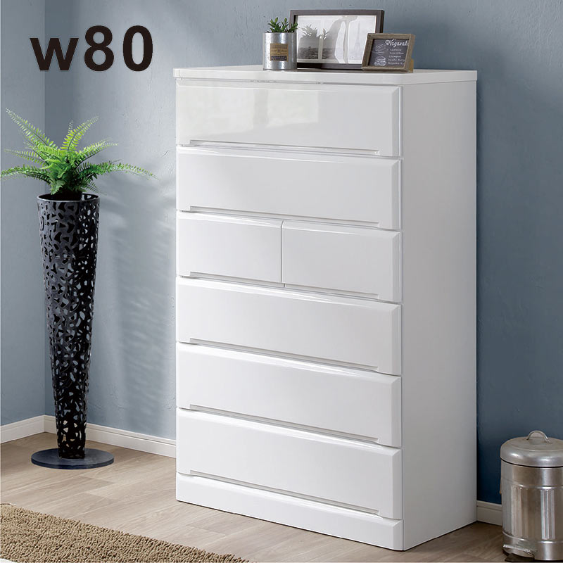 楽天市場】チェスト タンス ハイチェスト 完成品 白 おしゃれ 80cm 幅
