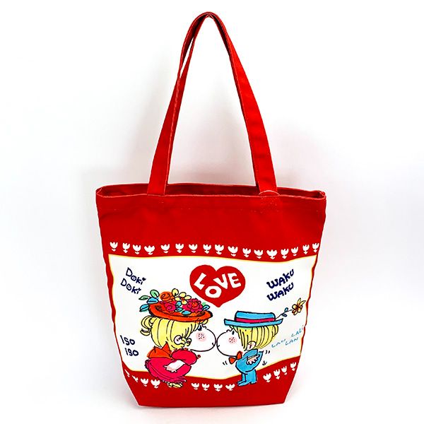 水森亜土 カラートートバッグ 昭和レトロシリーズ LOVE レッド 亜土ちゃん
