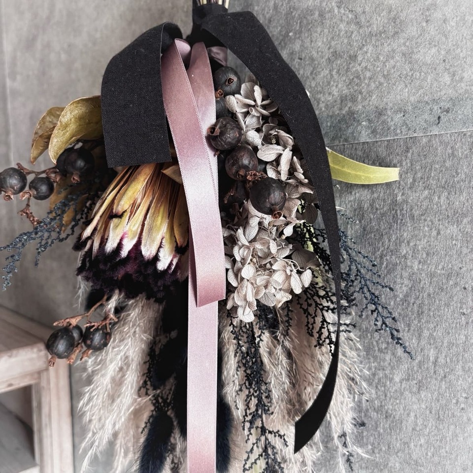 楽天市場】【 ドライフラワー 黒 スワッグ 】 送料無料 モノトーン