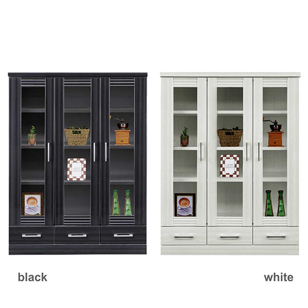 楽天市場】書棚 ガラス扉 スリム 幅90cm 高さ120cm 白 黒 本棚 扉付 大