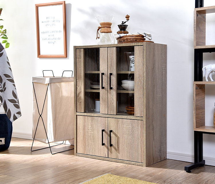 楽天市場】食器棚 ロータイプ 幅60cm 高さ80cm スリム