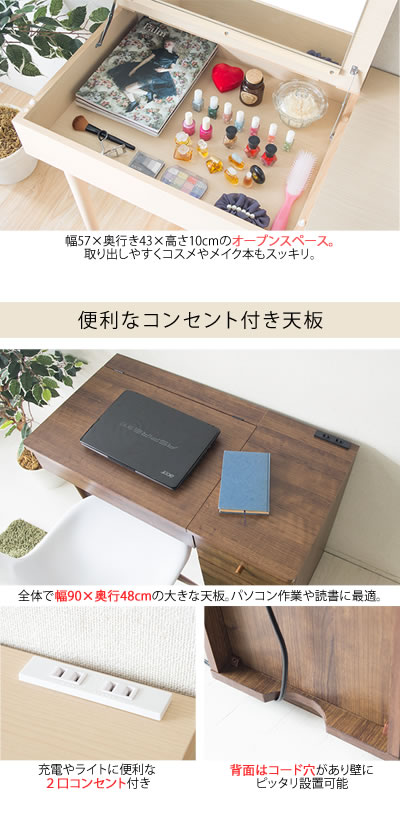 楽天市場】ドレッサー デスク テーブル 化粧台 デスクPeony(ピオニー