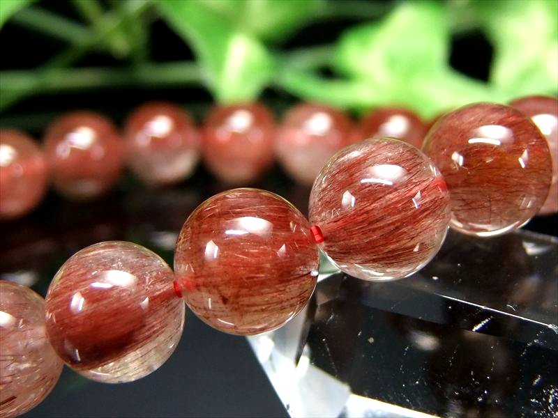 濃色レッドブラウンカラー 3A レッドルチルクォーツ ブレスレット 9mm
