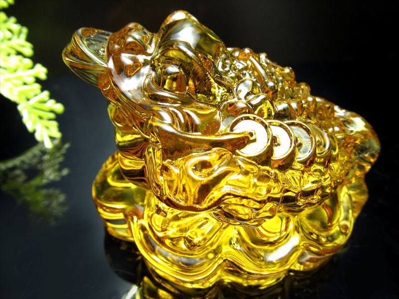 1個売り 金運カラー ゴールドカラー 三本脚カエル アクリル製 置物 幅