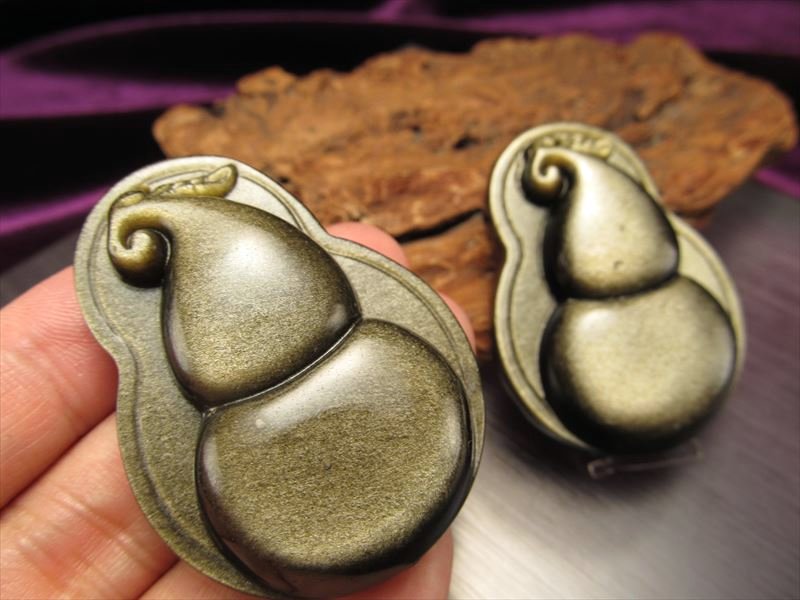 激安宣言 ゴールデンシャインオブシディアン（黒曜石） 瓢箪