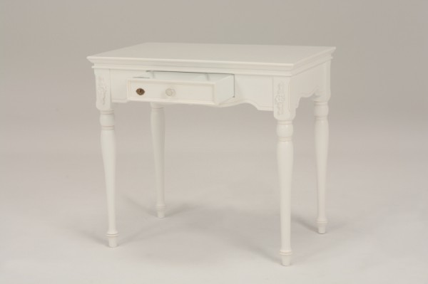 デスク テーブル ホワイト 幅80cm 白家具 鍵付き アンティーク調