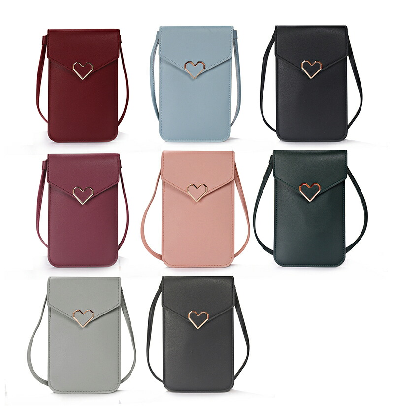 楽天市場】スマホポーチ ハート スナップボタン スマホショルダー
