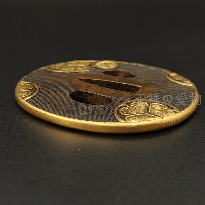 楽天市場】日本刀装具 刀鍔 家紋図 三つ葉葵 銅地 金工 細工 鍔 つば