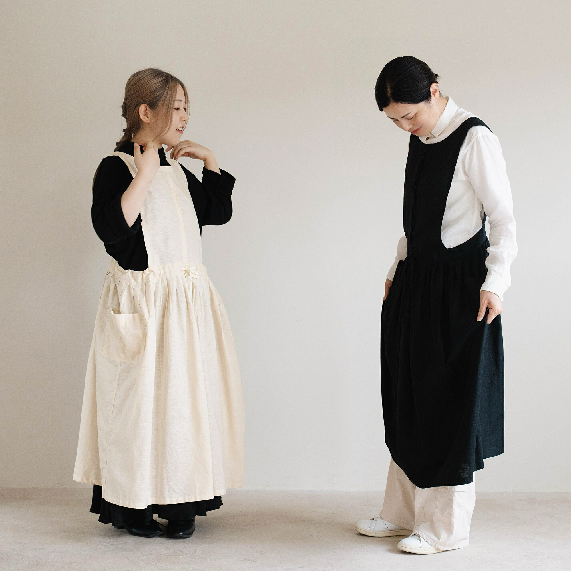 楽天市場】タックドレスエプロン リネンエプロン カフェエプロン