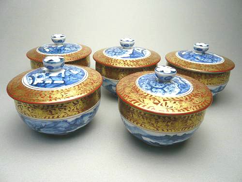 金襴青華山水汲出碗 五座五重 - 京焼清水焼 松韻堂