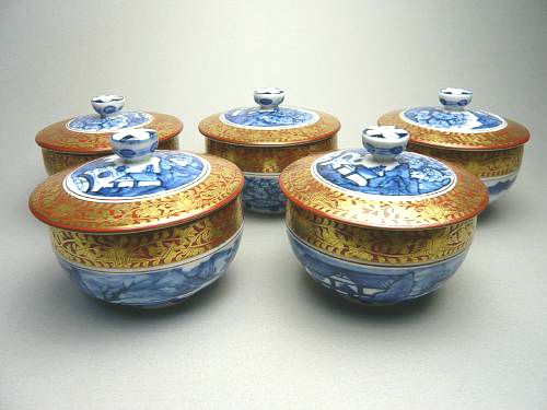 金襴青華山水汲出碗 五座五重 - 京焼清水焼 松韻堂