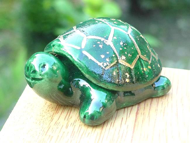 鶴亀香合 楽入 - 京焼清水焼 松韻堂