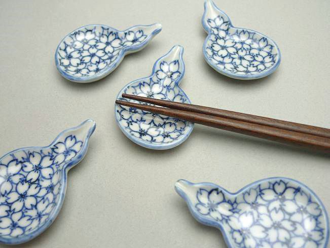 箸置き 桜詰瓢セット - 京焼清水焼 松韻堂