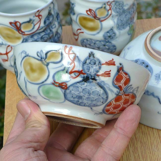 六瓢夫婦湯呑と夫婦茶碗セット 瑞昭 - 京焼清水焼 松韻堂