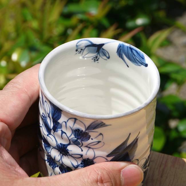 染付桜湯呑 陶あん - 京焼清水焼 松韻堂