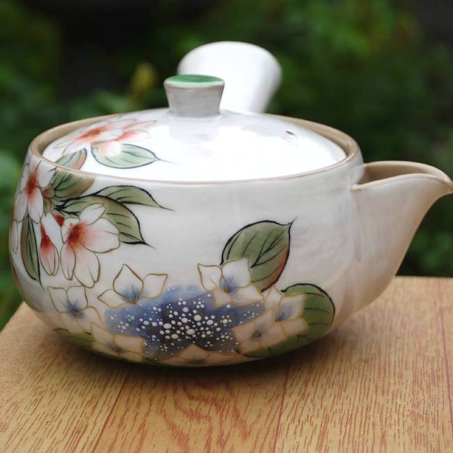 白掛彩草花急須 陶あん - 京焼清水焼 松韻堂