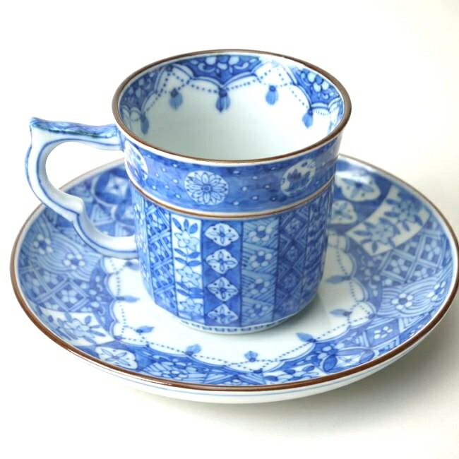 つなぎ古紋コーヒー碗皿 昭阿弥 - 京焼清水焼 松韻堂