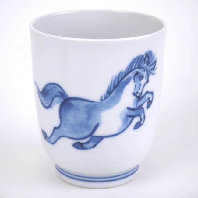 染付左馬湯呑 芳山 （薄呉須） 小 - 京焼清水焼 松韻堂