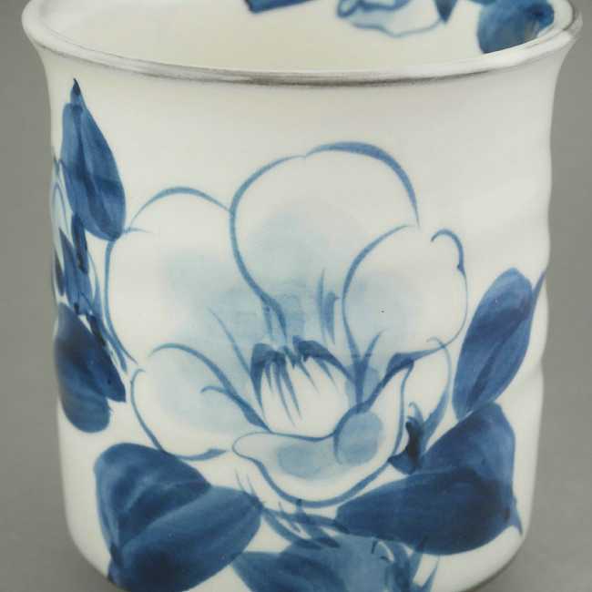 染付椿湯呑み 陶あん - 京焼清水焼 松韻堂