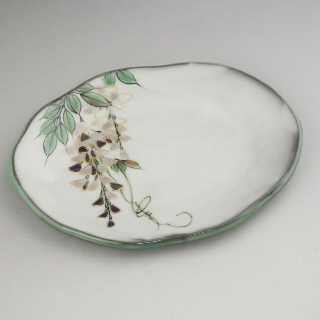 白掛紫草花銘々皿 藤の花単品 陶あん - 京焼清水焼 松韻堂